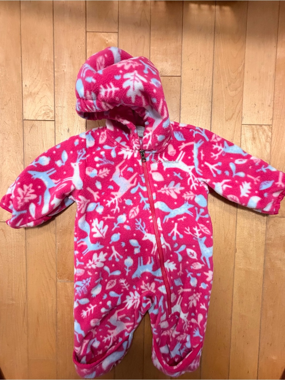 Cozy Pink Fleece One-Piece Hooded Snowsuit for Kids bunting